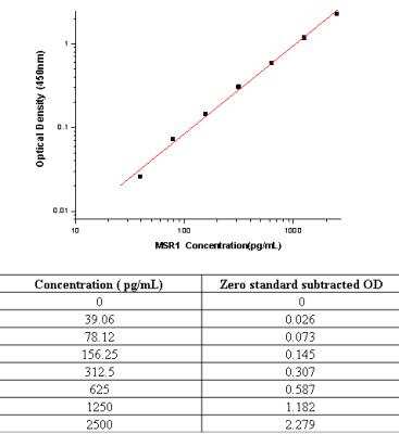 Sandwich ELISA: SR-AI/MSR Antibody Pair [HRP] [NBP2-79461] - This standard curve is only for demonstration purposes. A standard curve should be generated for each assay.